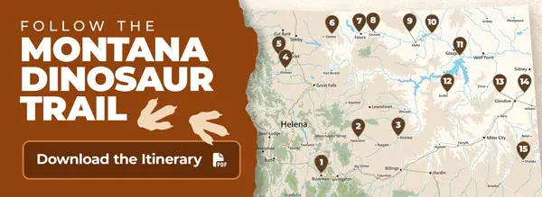 Itinerary-Map-Callout - The Montana Dinosaur Trail Montana Dinosaur Trail Map and button to download the PDF